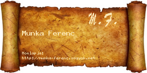 Munka Ferenc névjegykártya